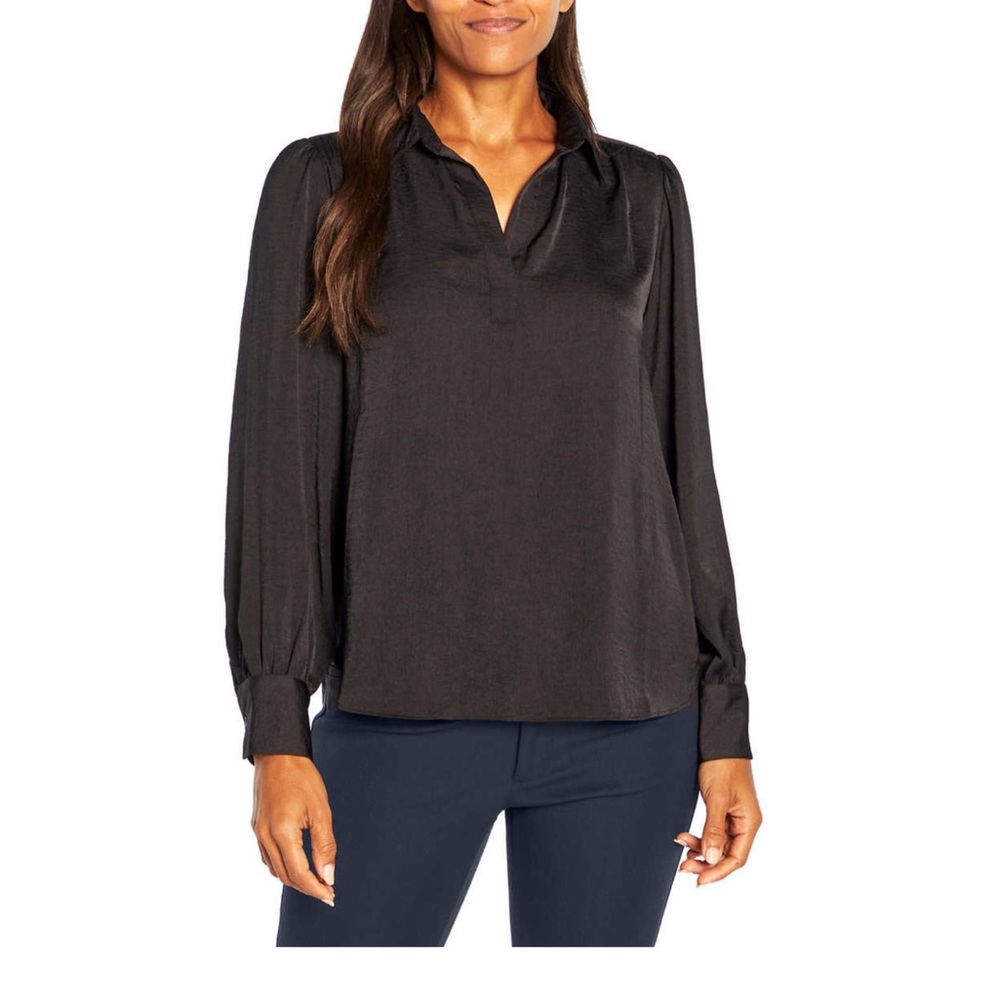 Banana Republic Women's Long Sleeve Satin Pullover Top black
